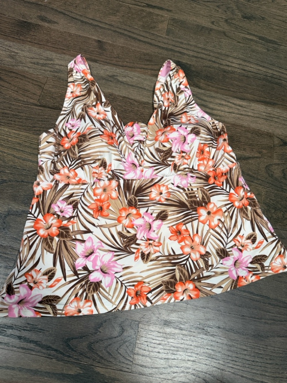 Lands End Floral Tropical Tankini Top 18W